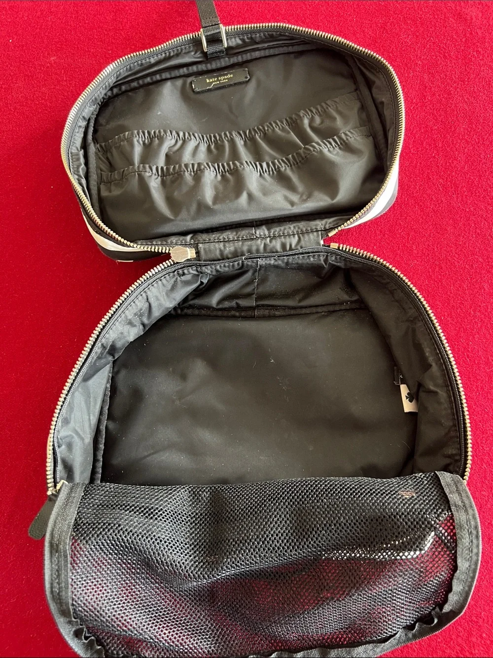 kate spade Black and White Striped Cosmetic Pouch